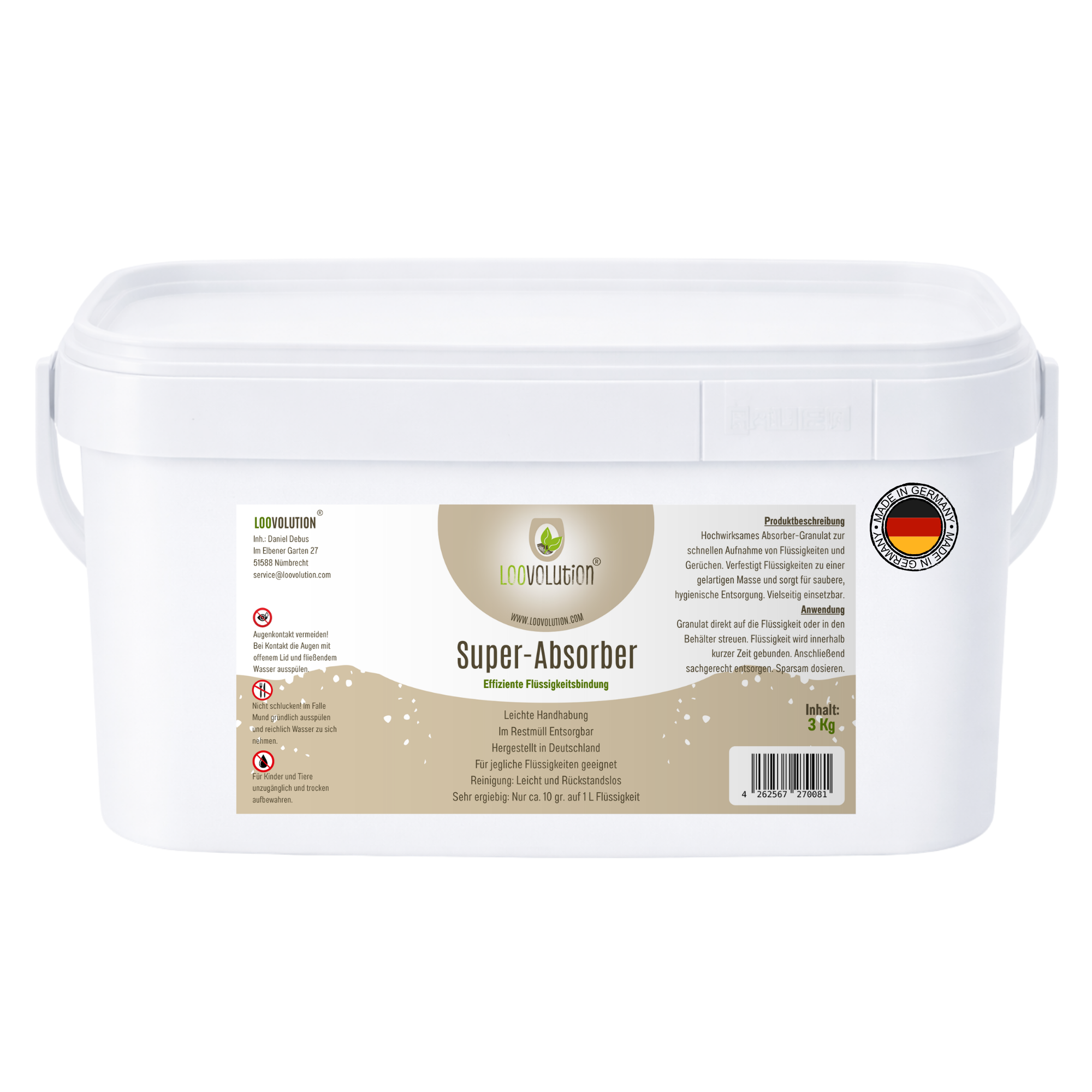 Loovolution® - Superabsorber Granulat zum aufsaugen jeglicher Flüssigkeiten