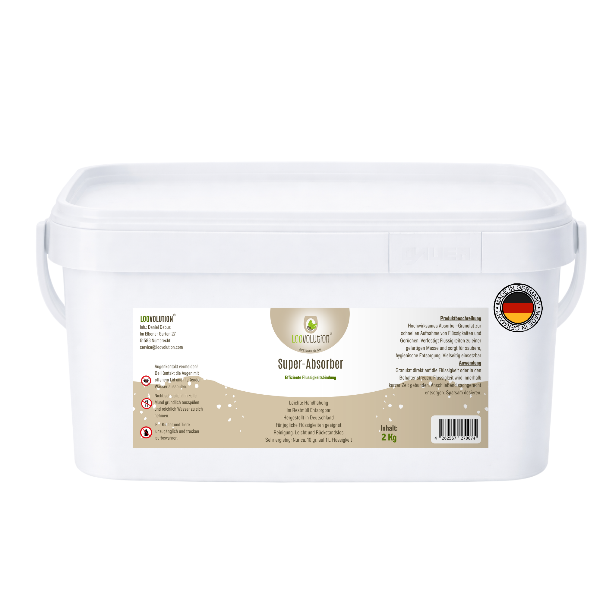 Loovolution® - Superabsorber Granulat zum aufsaugen jeglicher Flüssigkeiten