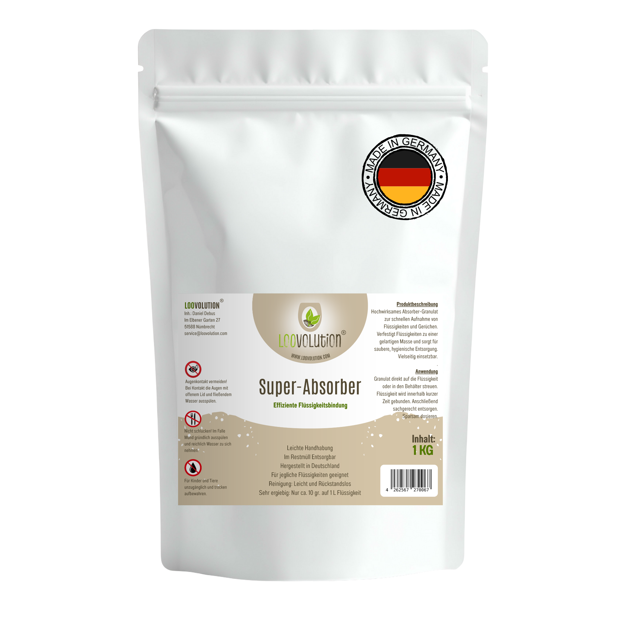 Loovolution® - Superabsorber Granulat zum aufsaugen jeglicher Flüssigkeiten
