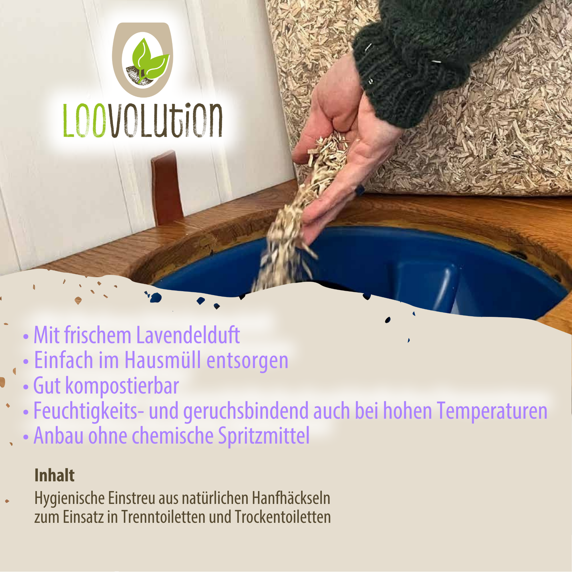Loovolution - Einstreu für Trockentrenntoiletten mit Lavendelduft – 14 kg
