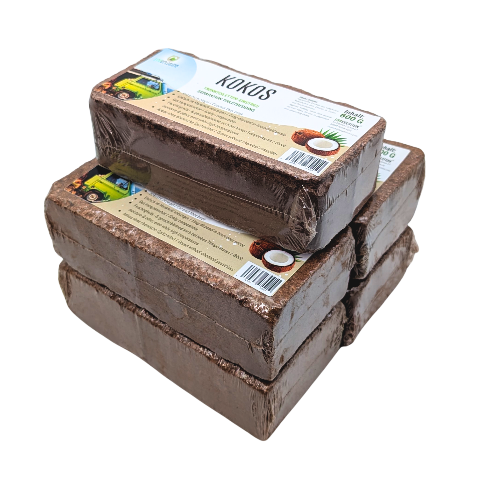 Loovolution - Kokosziegel 600g stark saugendes Einstreu für Trenntoiletten, platzsparend, natürlich & ergiebig