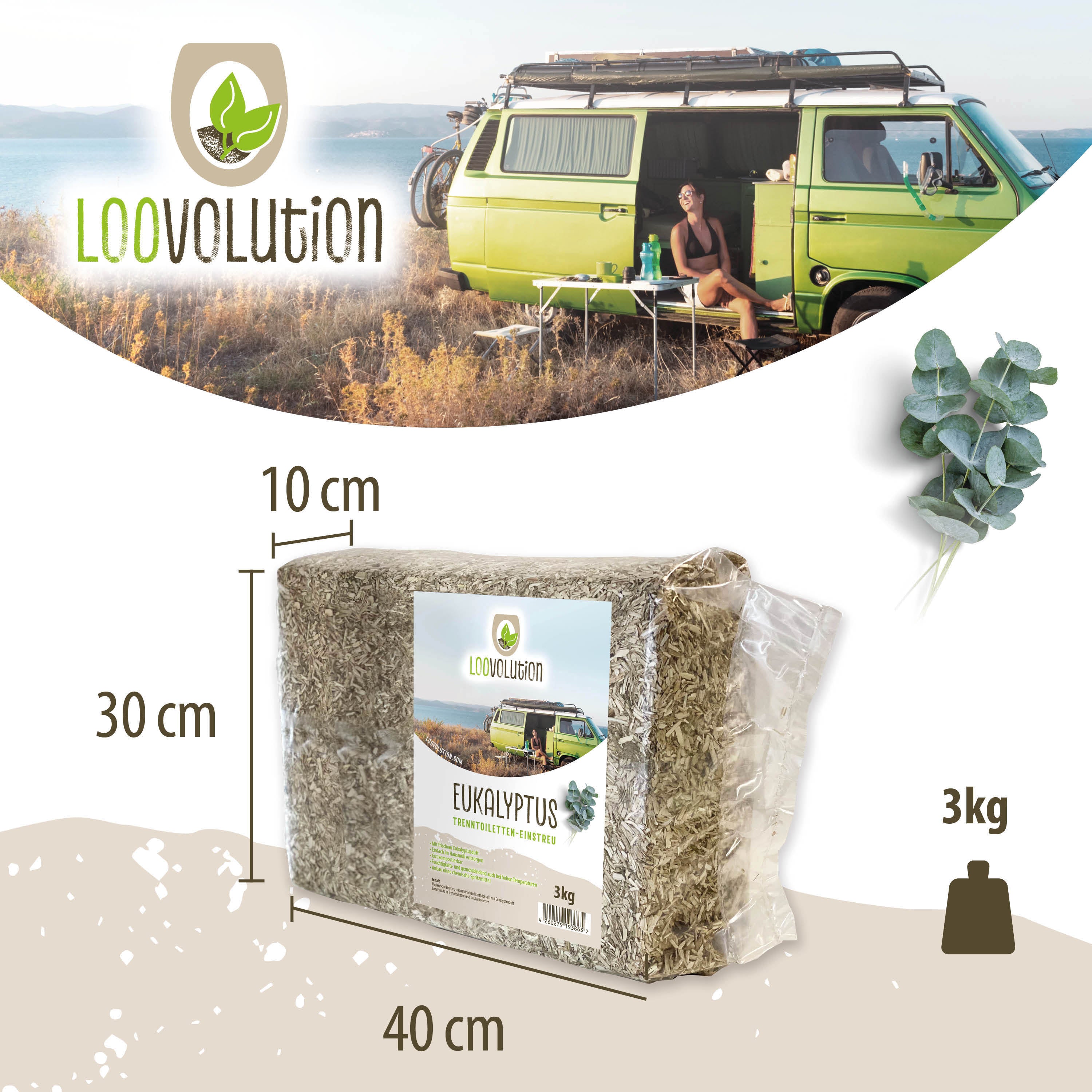 Loovolution - Einstreu für Trockentrenntoiletten mit Eukalyptusduft – 3 kg