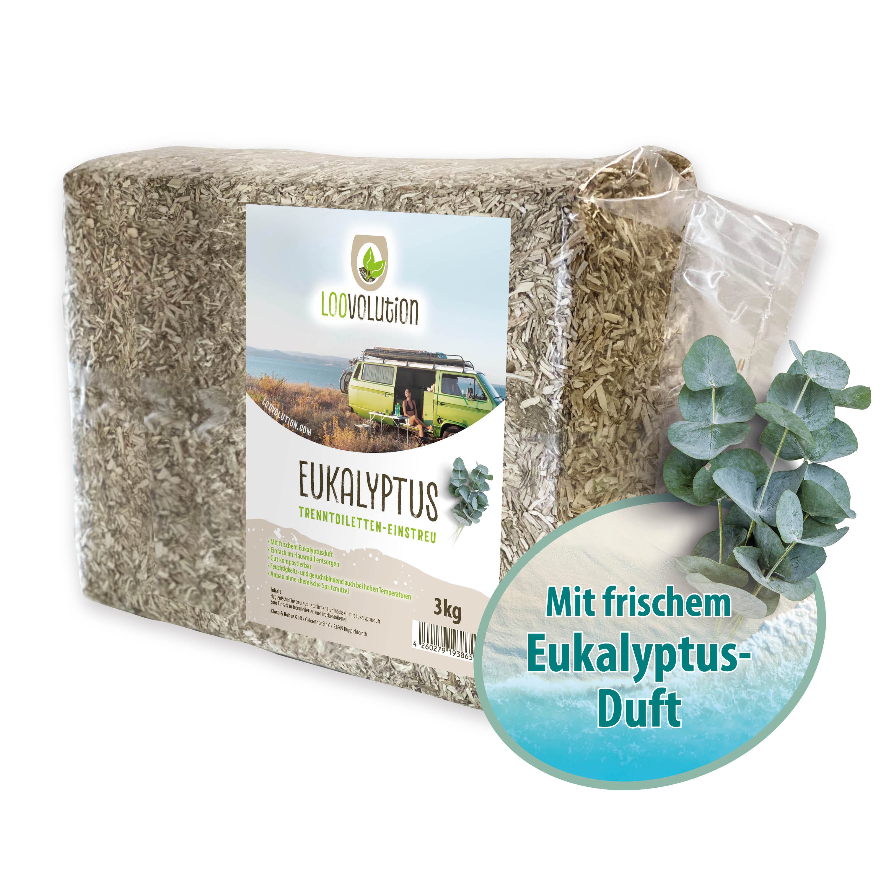 Loovolution - Einstreu für Trockentrenntoiletten mit Eukalyptusduft – 3 kg