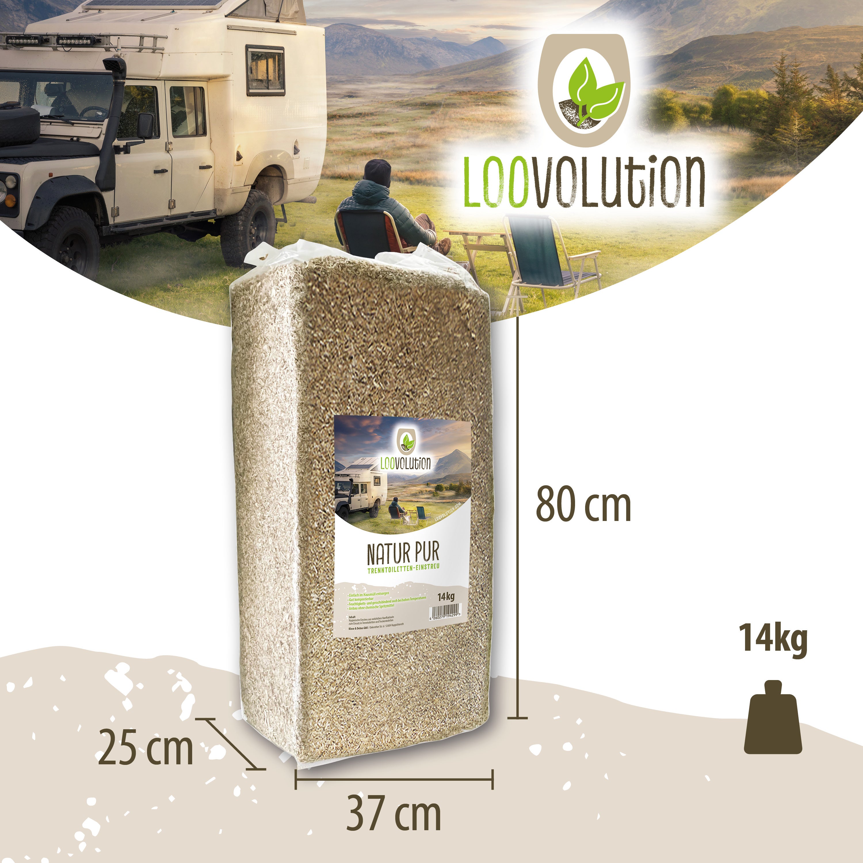 Loovolution - Einstreu für Trockentrenntoiletten Natur – 14 kg