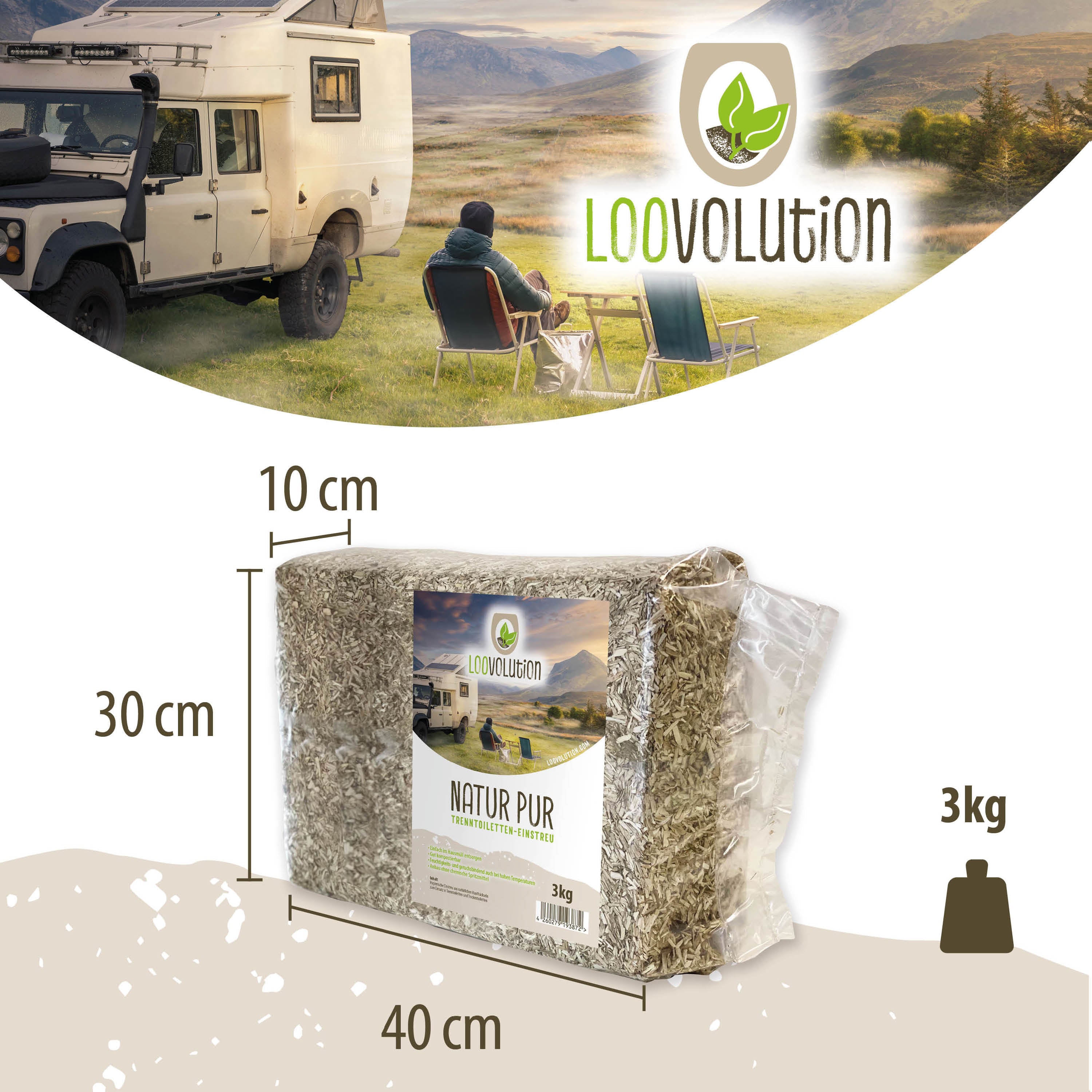 Loovolution - Einstreu für Trockentrenntoiletten natur – 3 kg