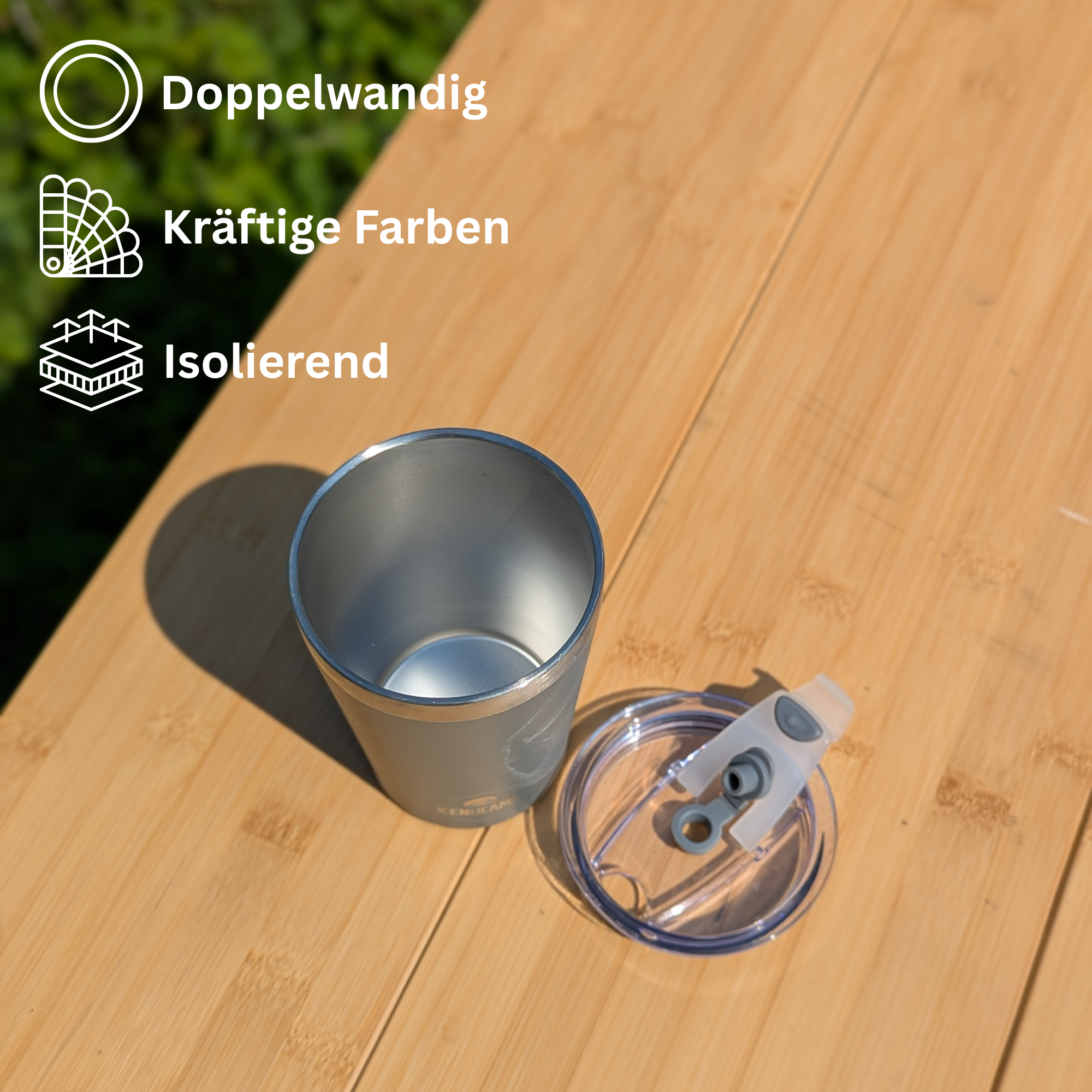 Kenucamp - Edelstahl-Kaffeebecher mit Deckel, Isolierend – 350 ml