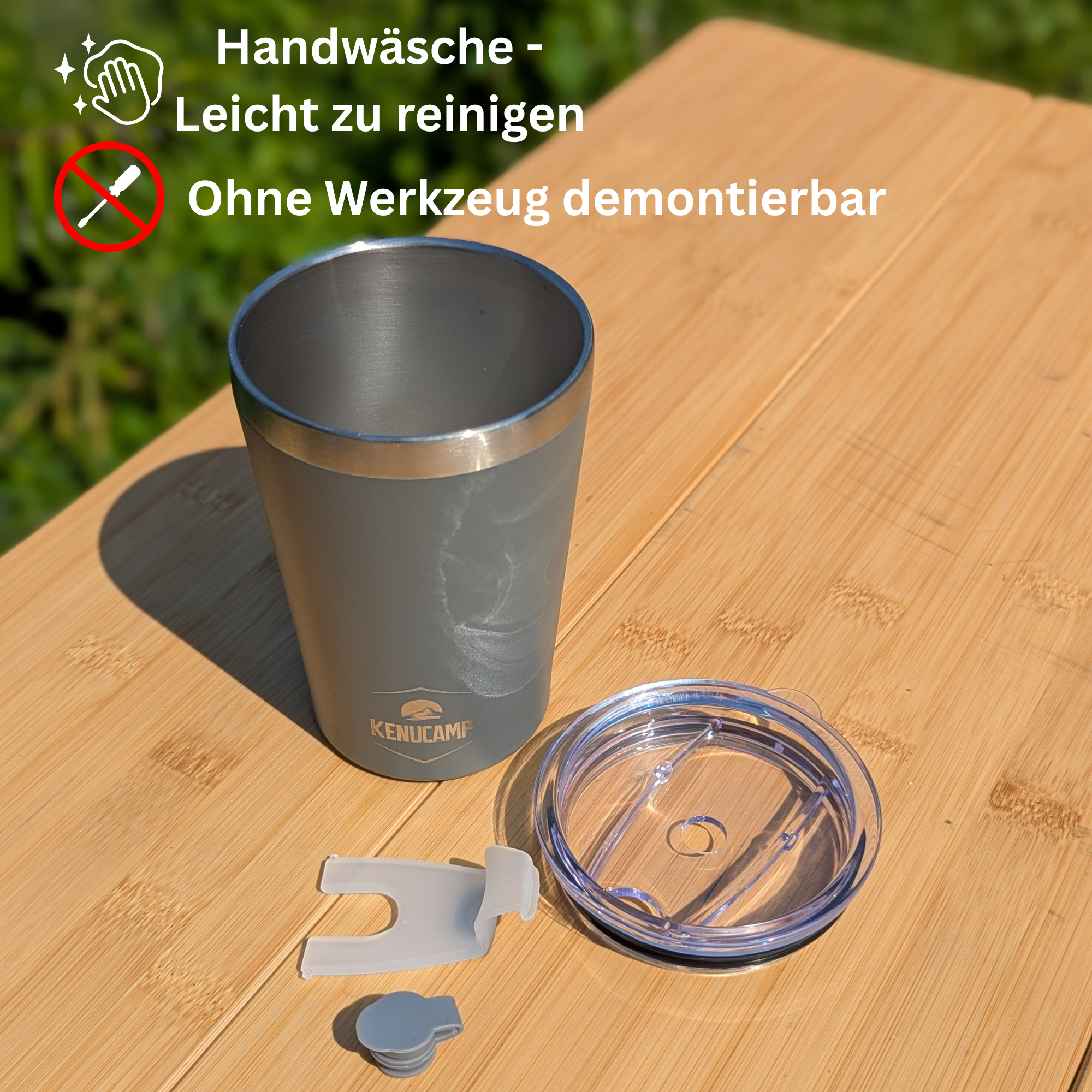 Kenucamp - Edelstahl-Kaffeebecher mit Deckel, Isolierend – 350 ml
