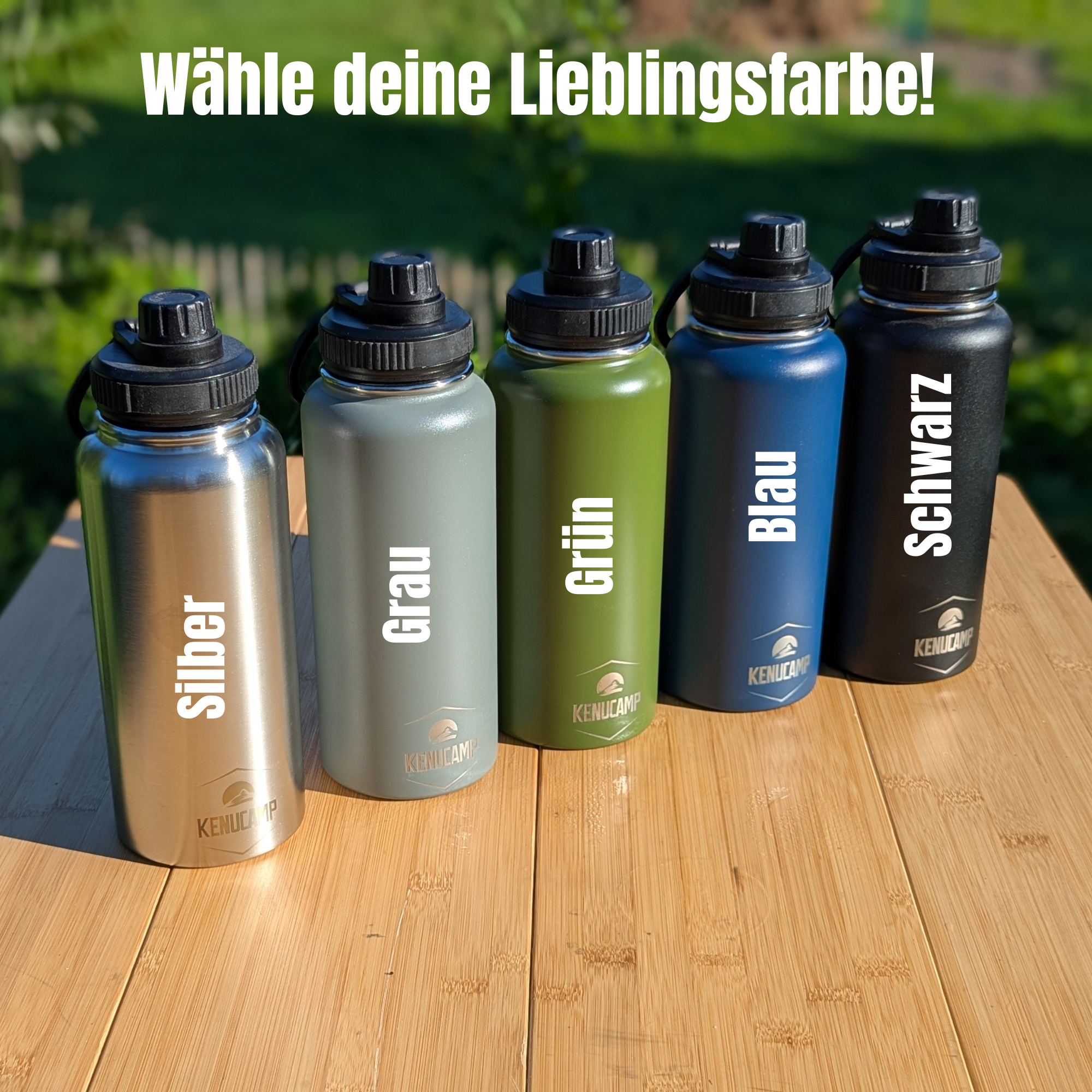 Kenucamp - Edelstahl-Trinkflasche, isolierend - 1000 ml