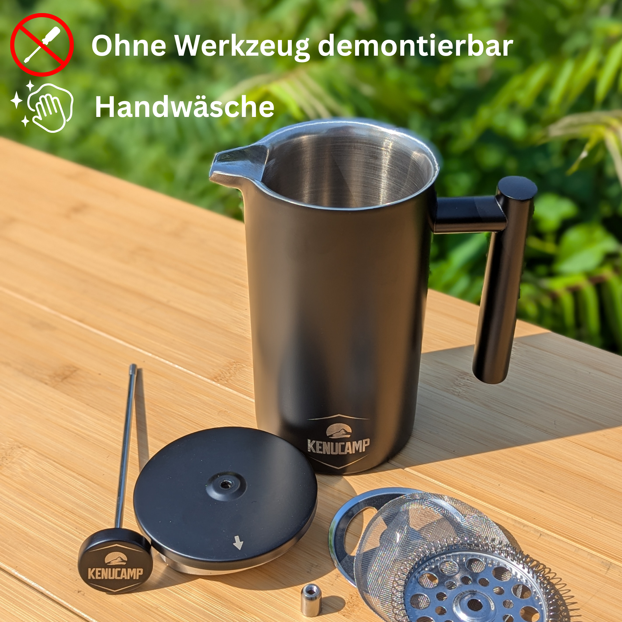 Kenucamp - French Press aus Edelstahl, Isolierend  - 800 ml