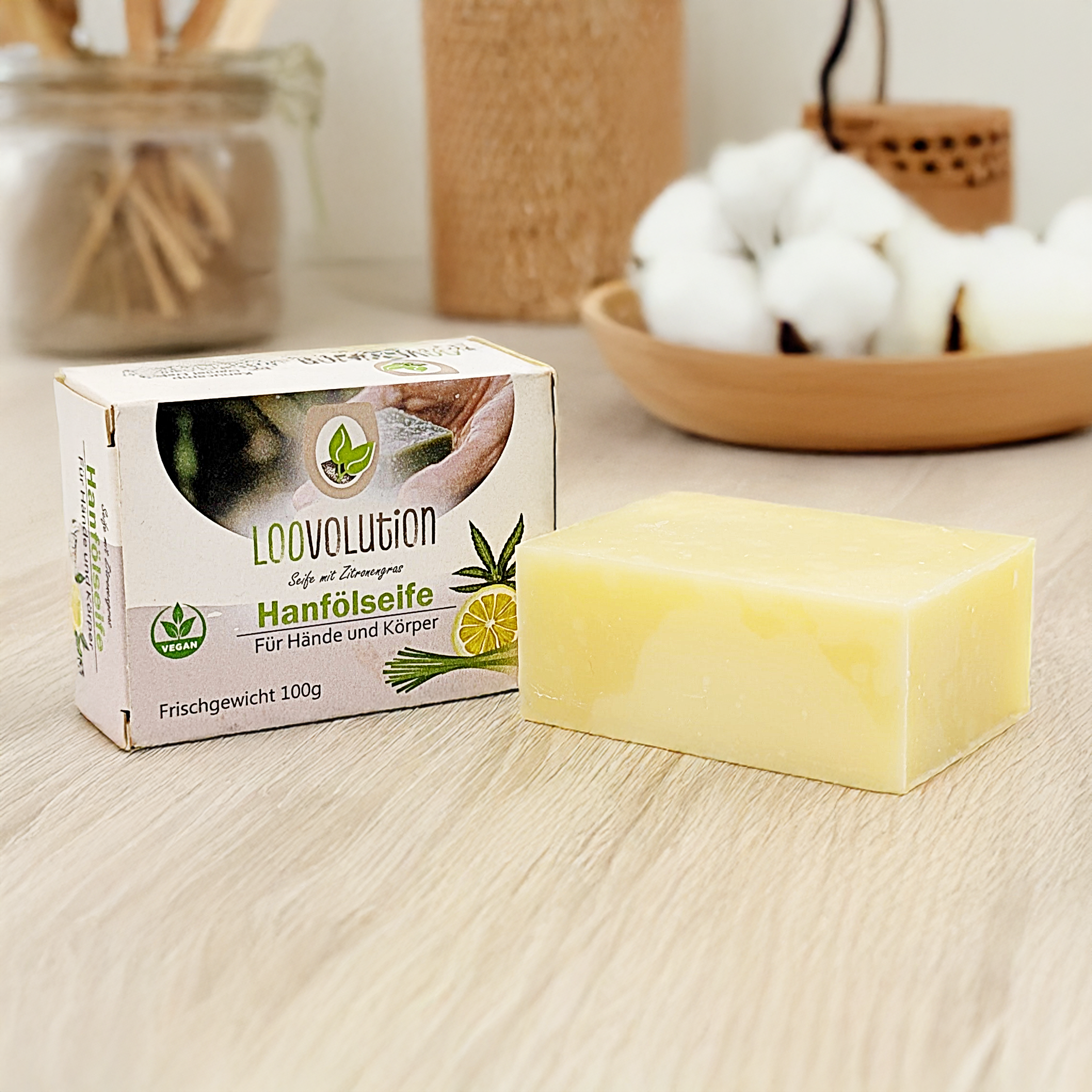 Loovolution - Hanföl Seife mit Zitronengras