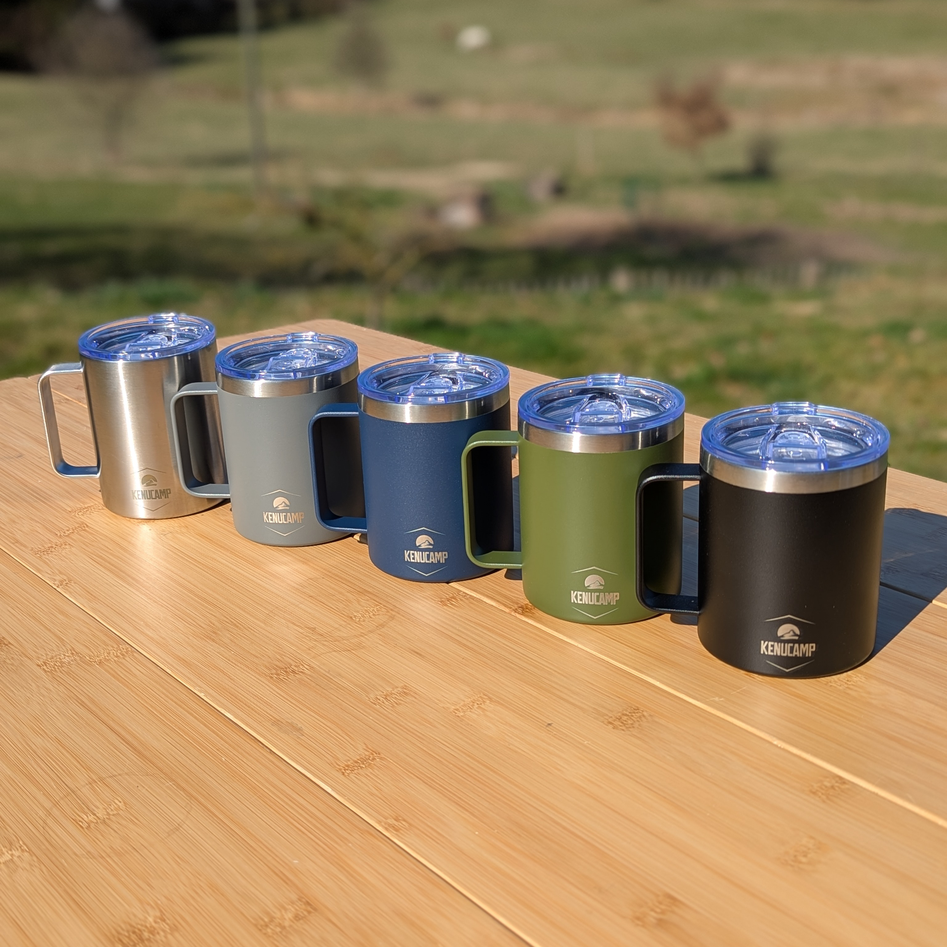 Kenucamp - Edelstahl Kaffeetasse mit Deckel, Isolierend - 350 ml