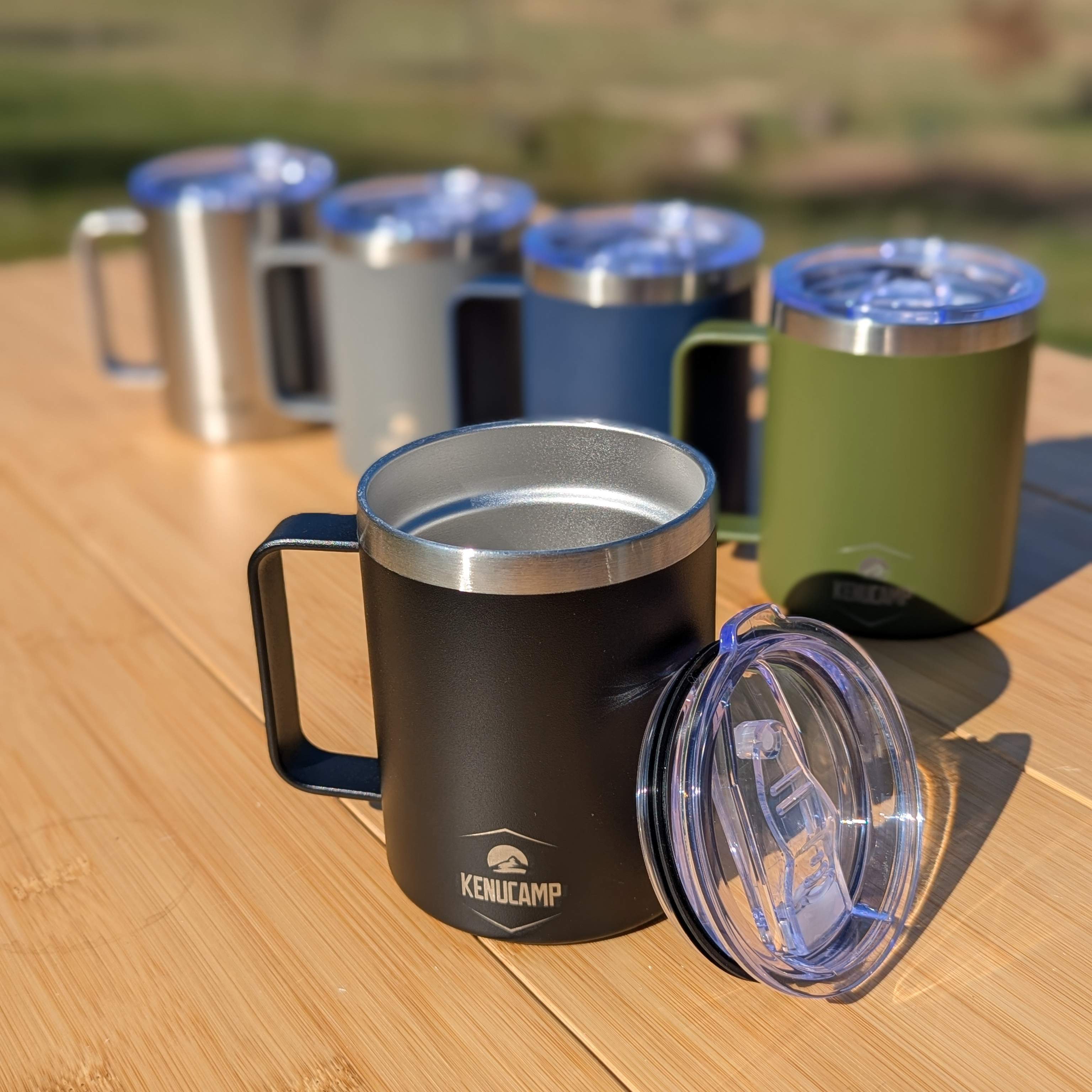 Kenucamp - Edelstahl Tasse mit Deckel, Isolierend (2te Wahl)- 350 ml