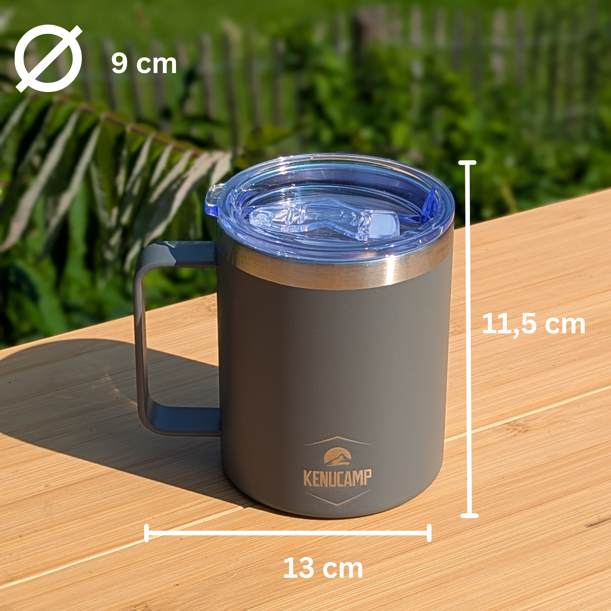 Kenucamp - Edelstahl Kaffeetasse mit Deckel, Isolierend - 350 ml