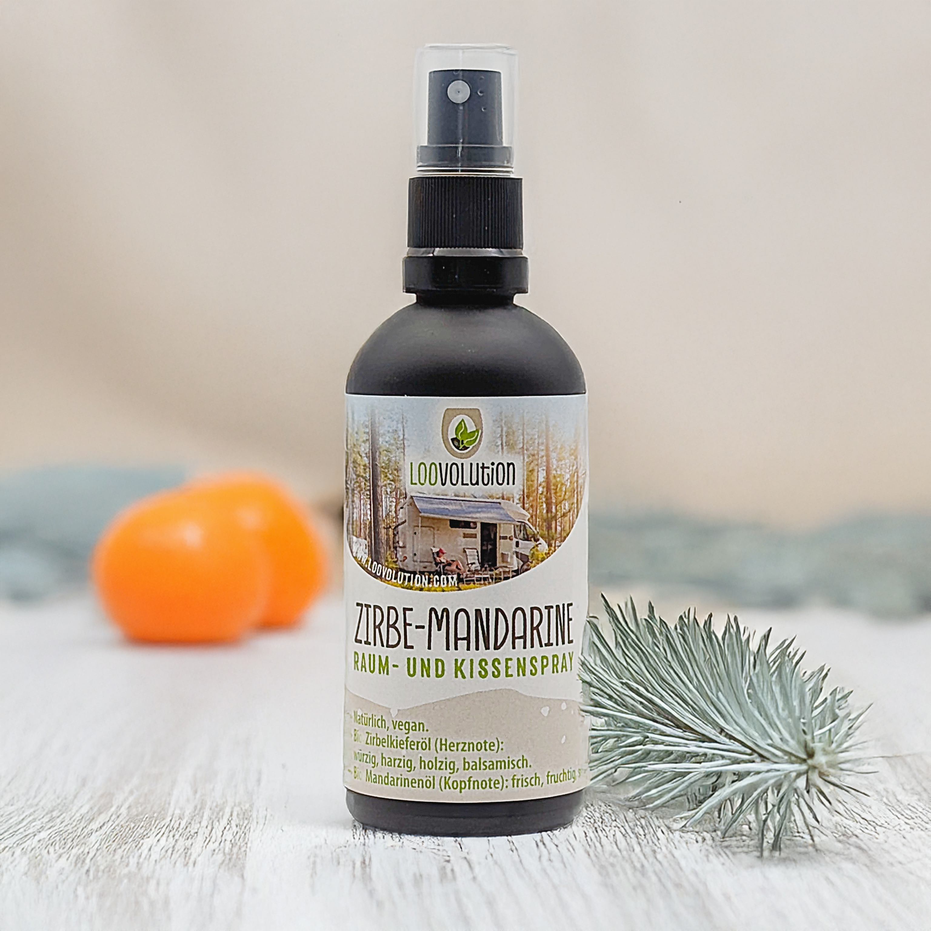 Loovolution - Raum- und Kissenspray "Zirbe - Mandarine"