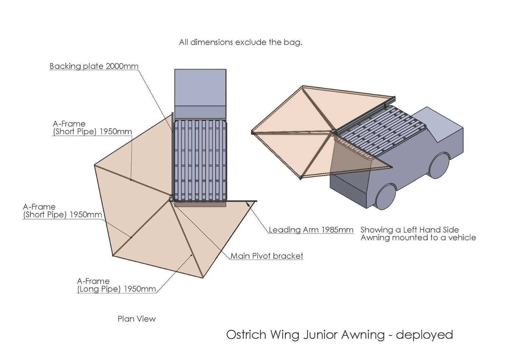 Big Country - 270 Grad Markise "Junior" 2,0 m, Freitragend