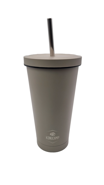 Kenucamp - Premium Edelstahl Thermobecher mit Deckel und Strohhalm – 500ml