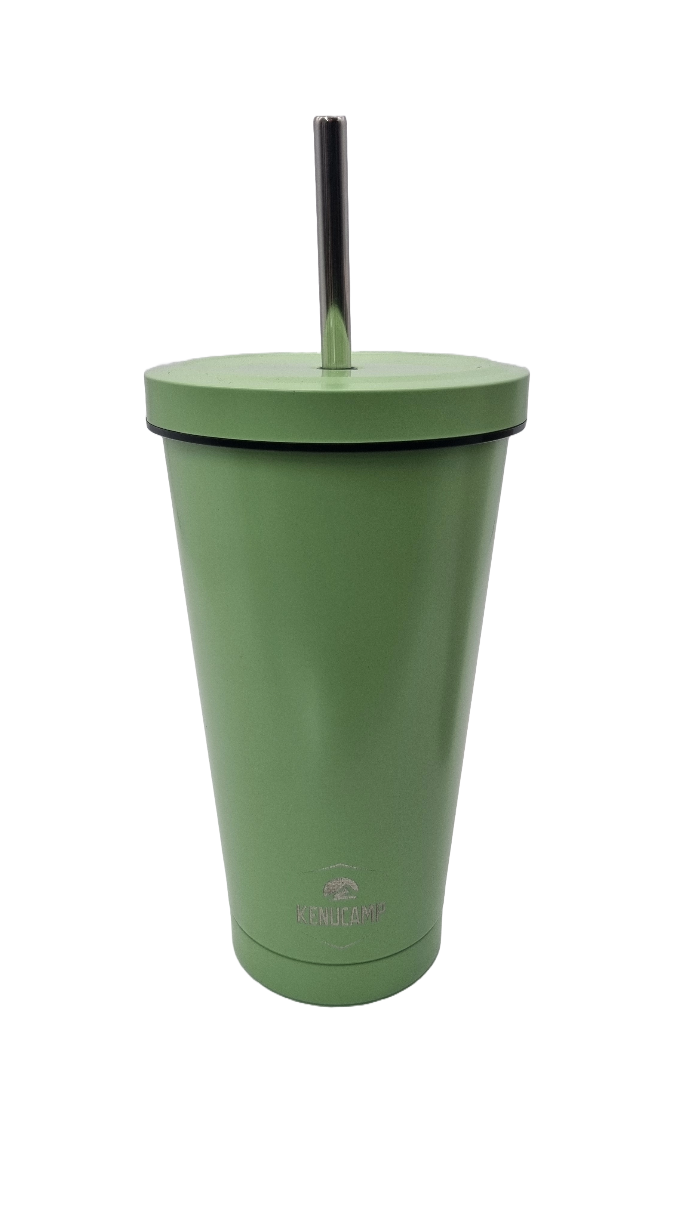 Kenucamp - Premium Edelstahl Thermobecher mit Deckel und Strohhalm – 500ml