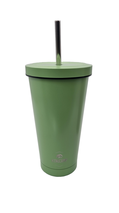 Kenucamp - Premium Edelstahl Thermobecher mit Deckel und Strohhalm – 500ml