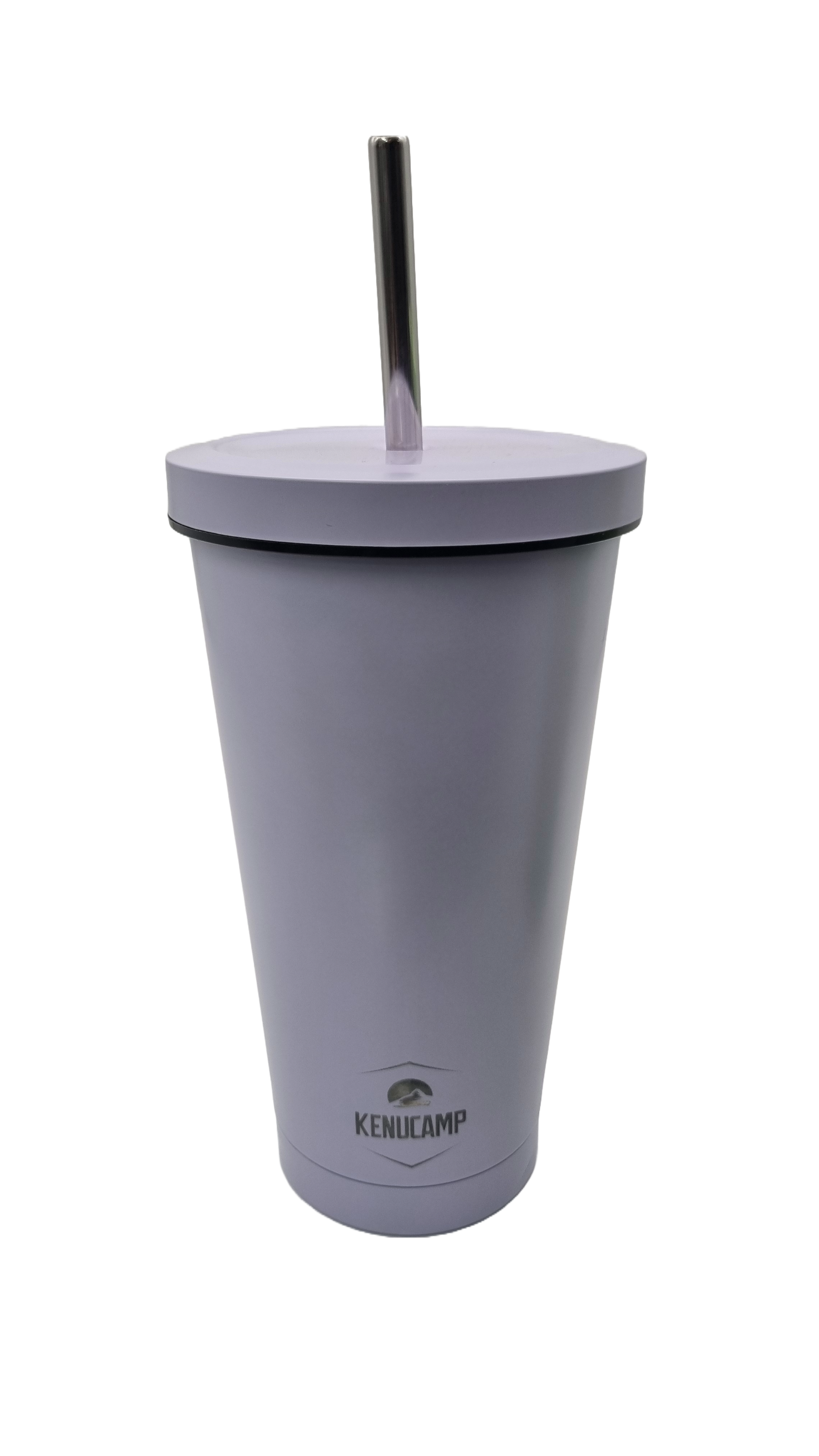 Kenucamp - Premium Edelstahl Thermobecher mit Deckel und Strohhalm – 500ml