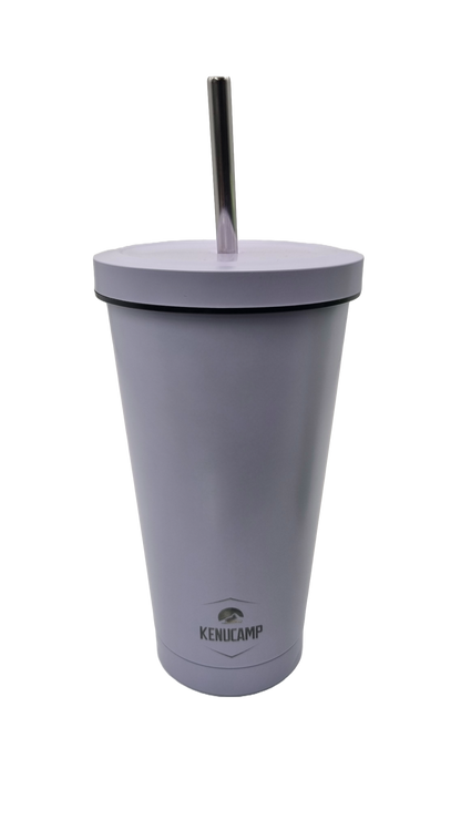 Kenucamp - Premium Edelstahl Thermobecher mit Deckel und Strohhalm – 500ml