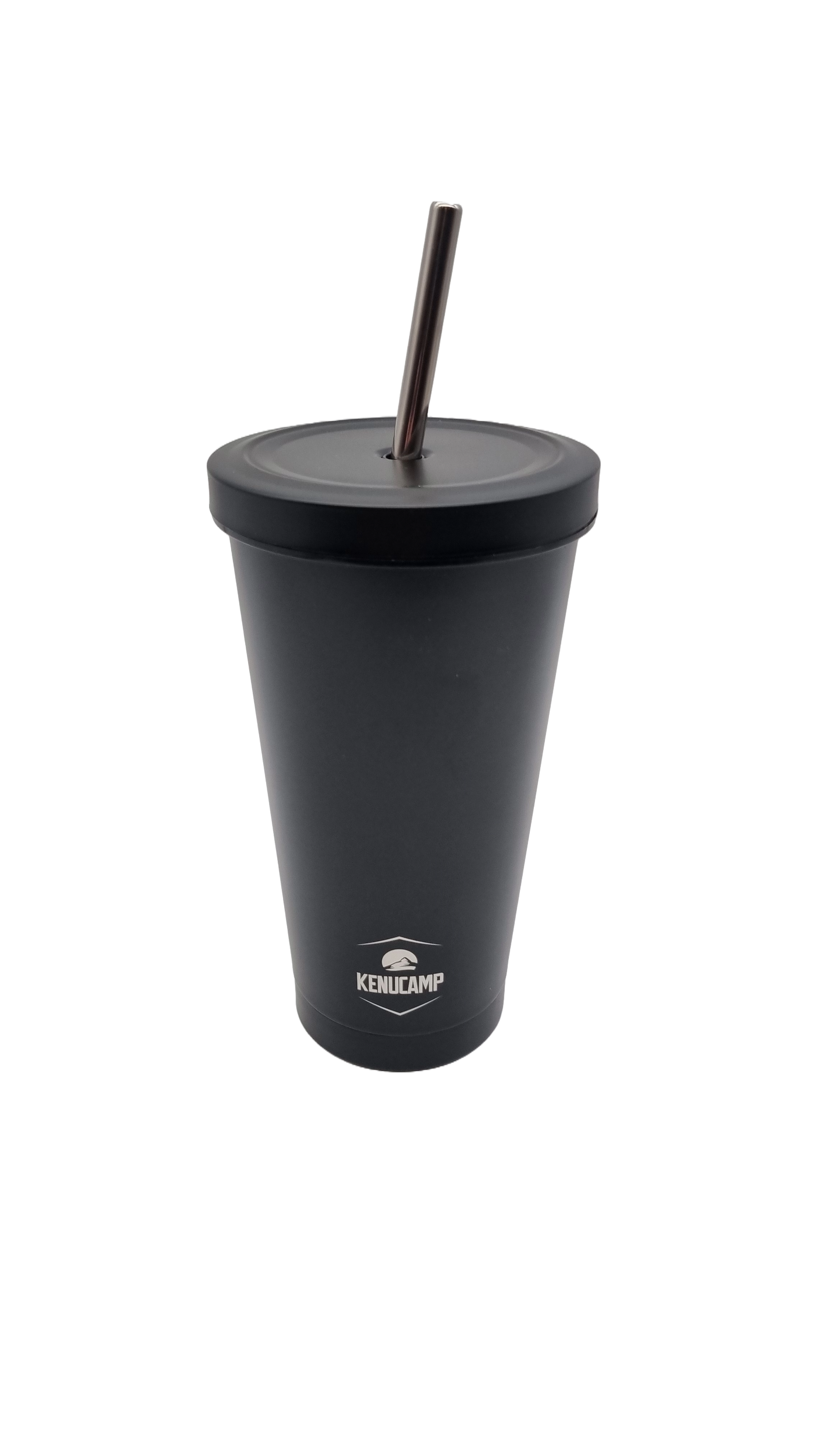 Kenucamp - Premium Edelstahl Thermobecher mit Deckel und Strohhalm – 500ml