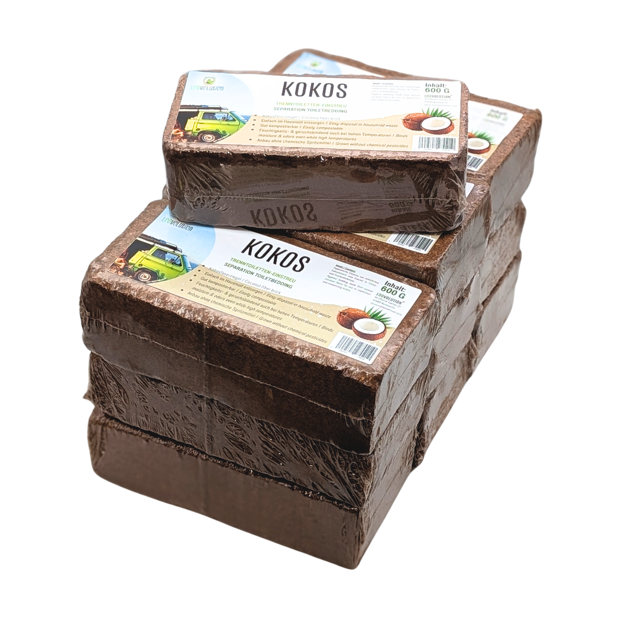 Loovolution - Kokosziegel 600g stark saugendes Einstreu für Trenntoiletten, platzsparend, natürlich & ergiebig