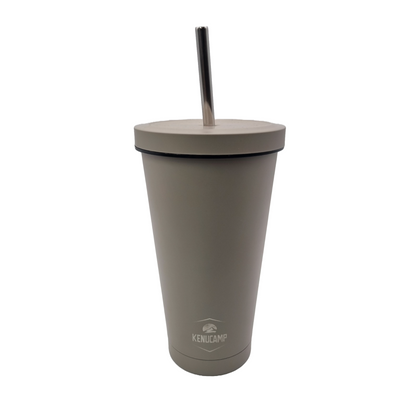 Kenucamp - Premium Edelstahl Thermobecher mit Deckel und Strohhalm – 500ml
